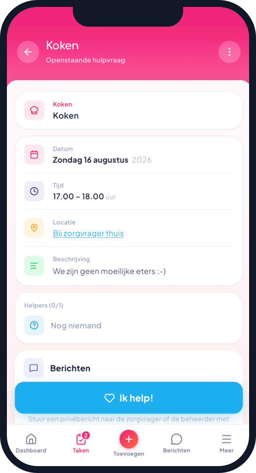 Hulpvraag oppakken scherm